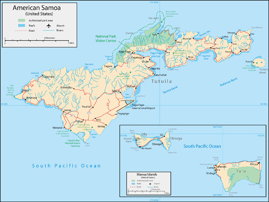 世界各国或地区地图之美属萨摩亚地图高清素材图片下载