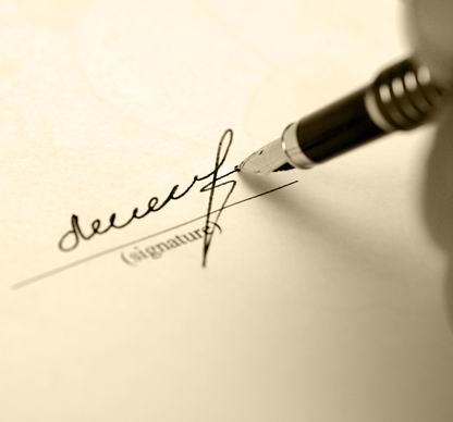 高清钢笔在纸上写字签名图片素材下载