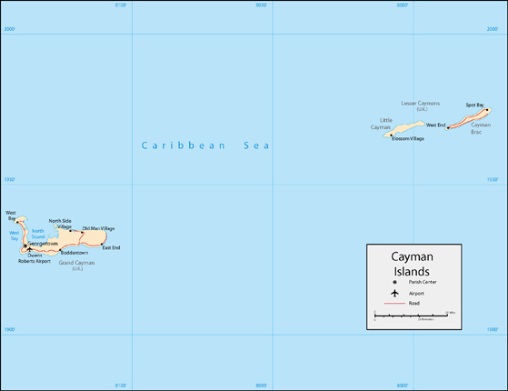世界各国或地区地图之开曼群岛地图高清素材图