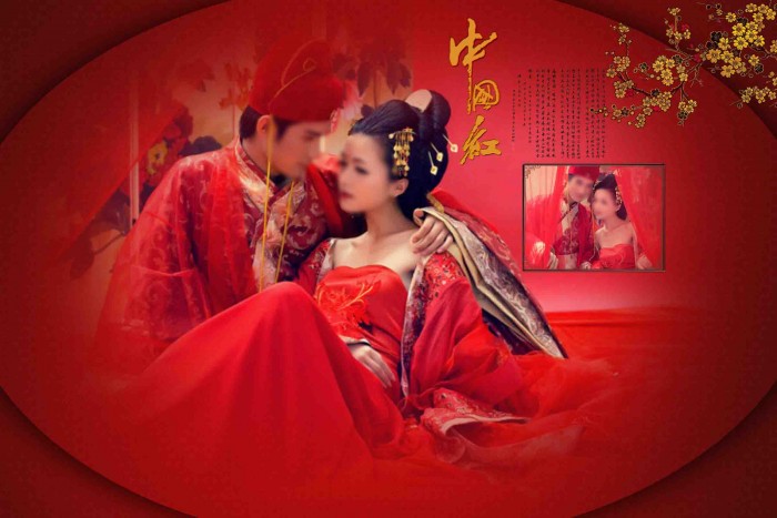11月更新影楼写真纪念相册模板中国红系列写