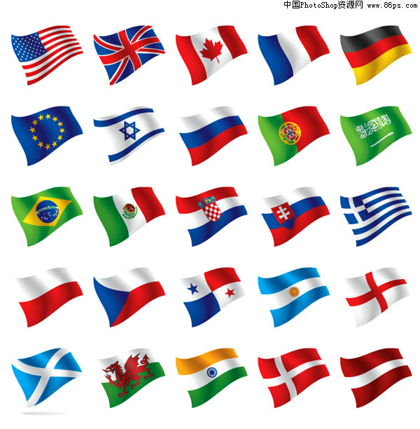 EPS格式世界各国国旗标志矢量素材免费下载 [中国PhotoShop资源网|PS教程|PSD模板|照片处理|PS素材|背景图片|字体下载|PS笔刷下载]