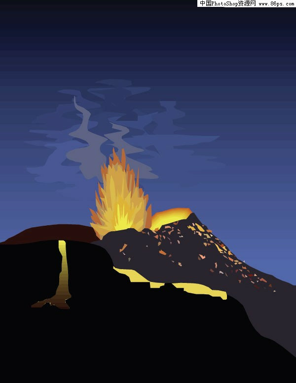 AI格式火山喷发景象矢量素材免费下载 [中国P