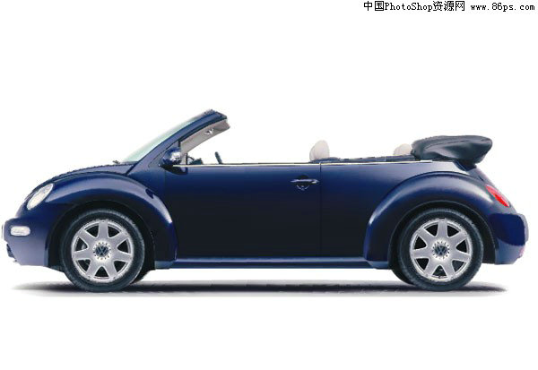 AI格式一款非常漂亮逼真的蓝色小轿车矢量素材